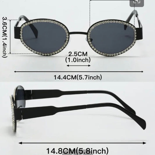 OVAL RHINESTONE SUNGLASSES
