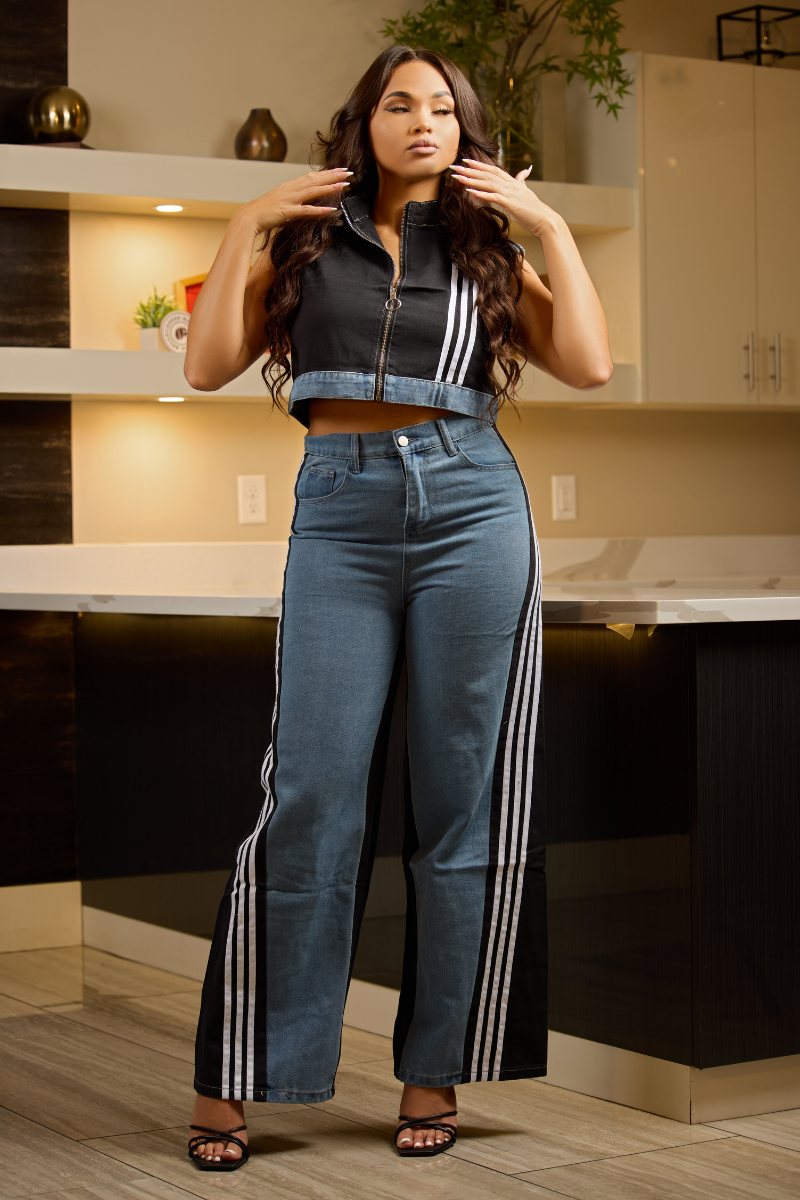 DENIM STRIPE SET