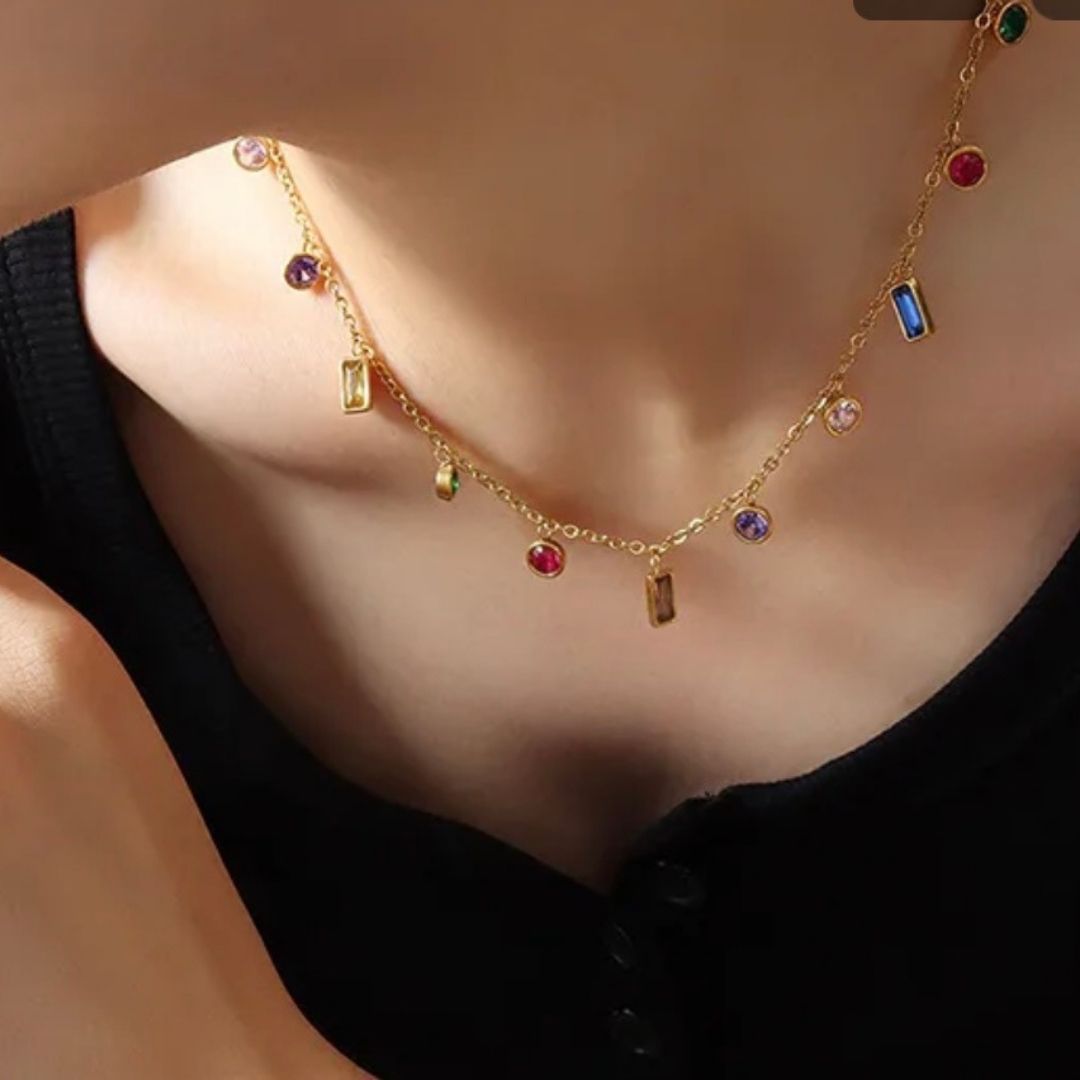 GOLD MULTI-GEMSTONE NECKLACE