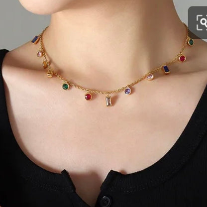 GOLD MULTI-GEMSTONE NECKLACE