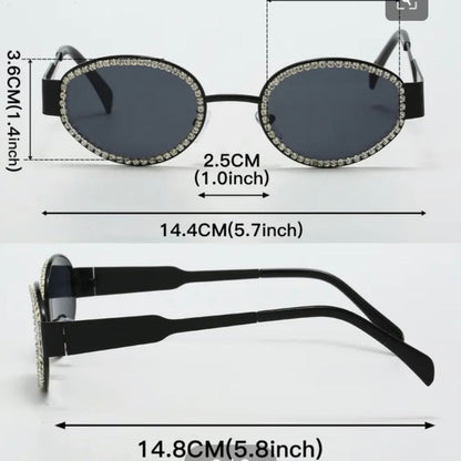 OVAL RHINESTONE SUNGLASSES