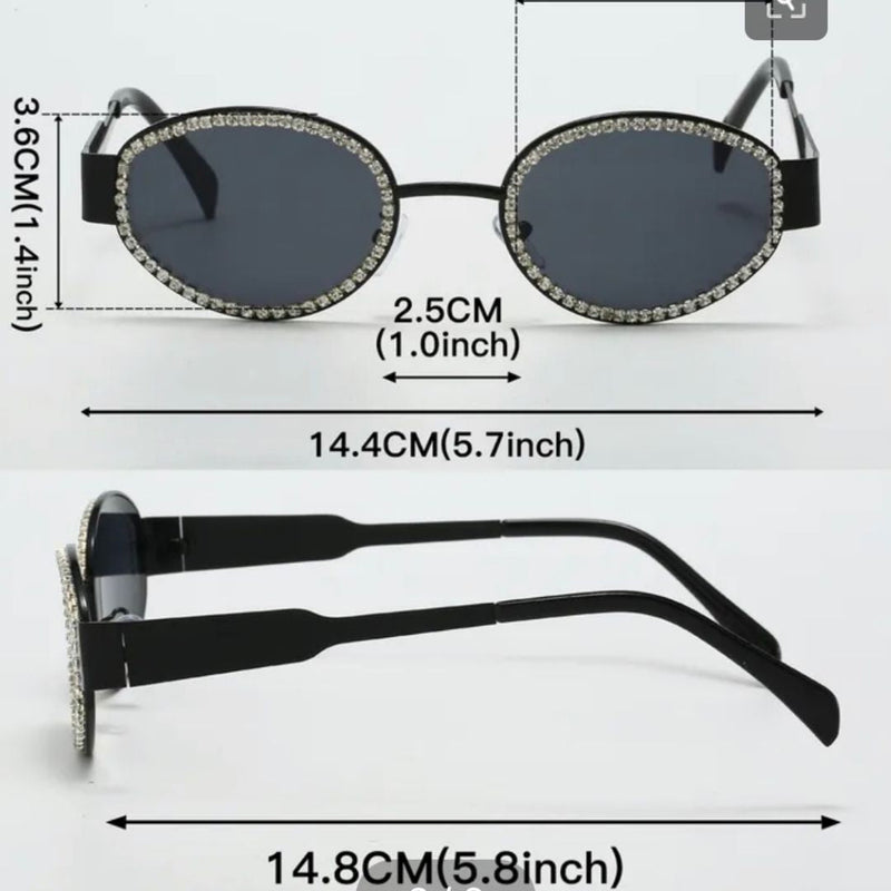 OVAL RHINESTONE SUNGLASSES
