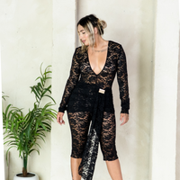 V-Neck Black Lace Jumpsuit | Elegant & Chic