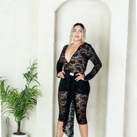 V-Neck Black Lace Jumpsuit | Elegant & Chic