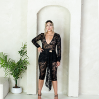 V-Neck Black Lace Jumpsuit | Elegant & Chic