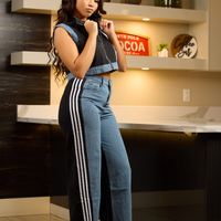 DENIM STRIPE SET